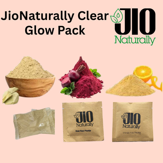 JioNaturally Clear Glow Pack - Multani Mitti + Orange Peel + Beet Root Powder (39 Sachets | 13x3), For Radiant, Tan-Free, Even-Toned Skin, Your 10-Minute Glow Ritual — Fresh, Natural & Luxurious.
