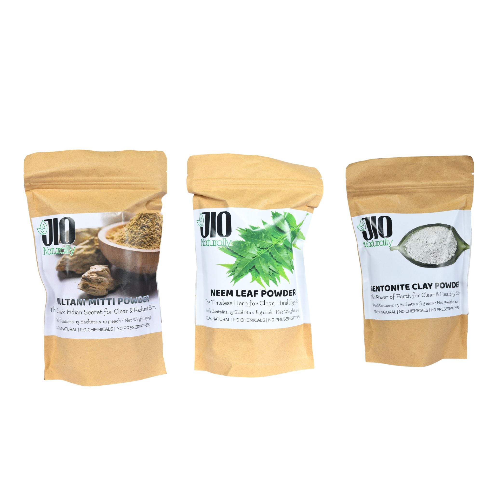 JioNaturally Acne Purify Trio – Multani Mitti, Neem Leaf & Bentonite Clay | 100% Natural Anti-Acne Face Pack Combo | Detox, Oil Control & Clear Skin