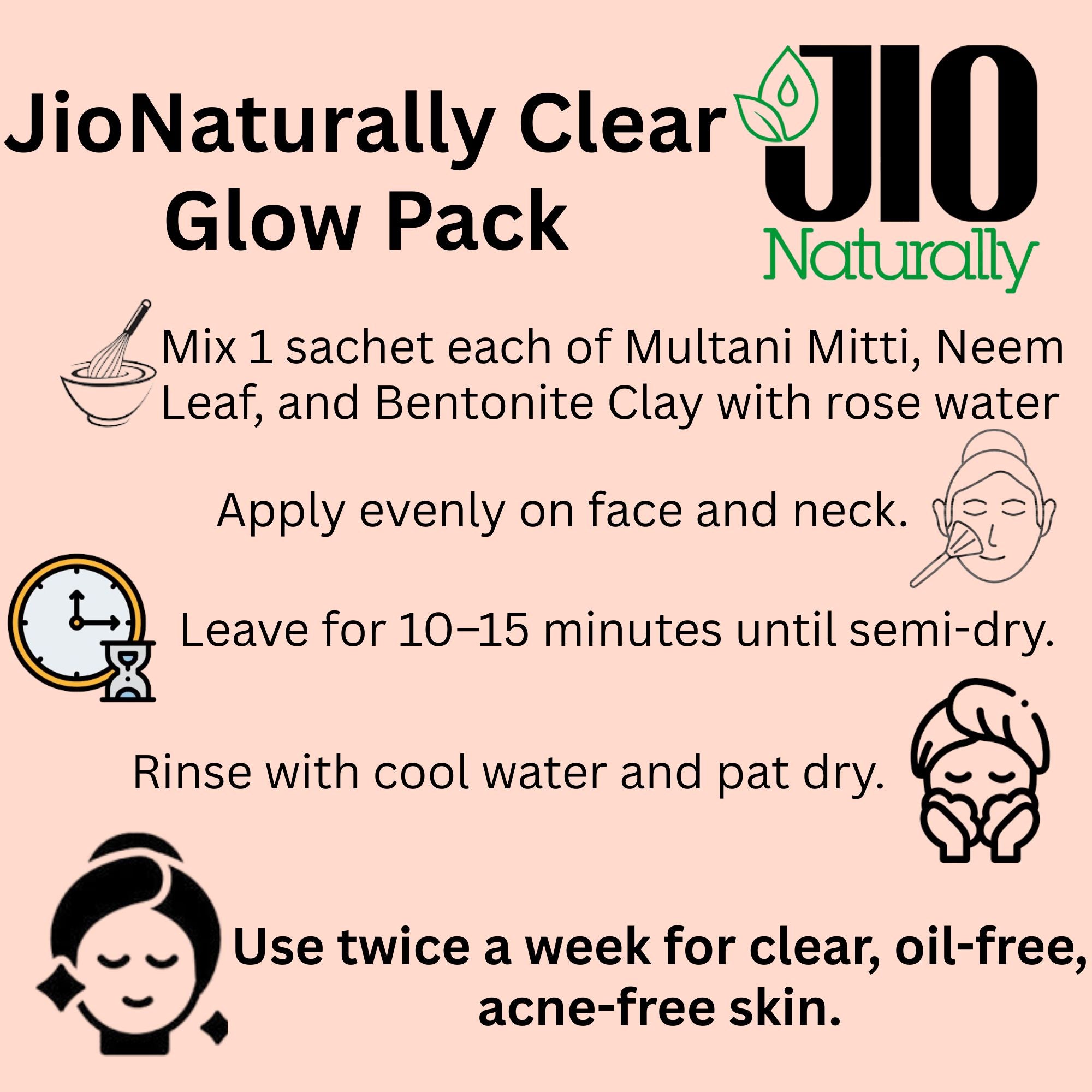 JioNaturally Clear Glow Pack - Multani Mitti + Orange Peel + Beet Root Powder (39 Sachets | 13x3), For Radiant, Tan-Free, Even-Toned Skin, Your 10-Minute Glow Ritual — Fresh, Natural & Luxurious.