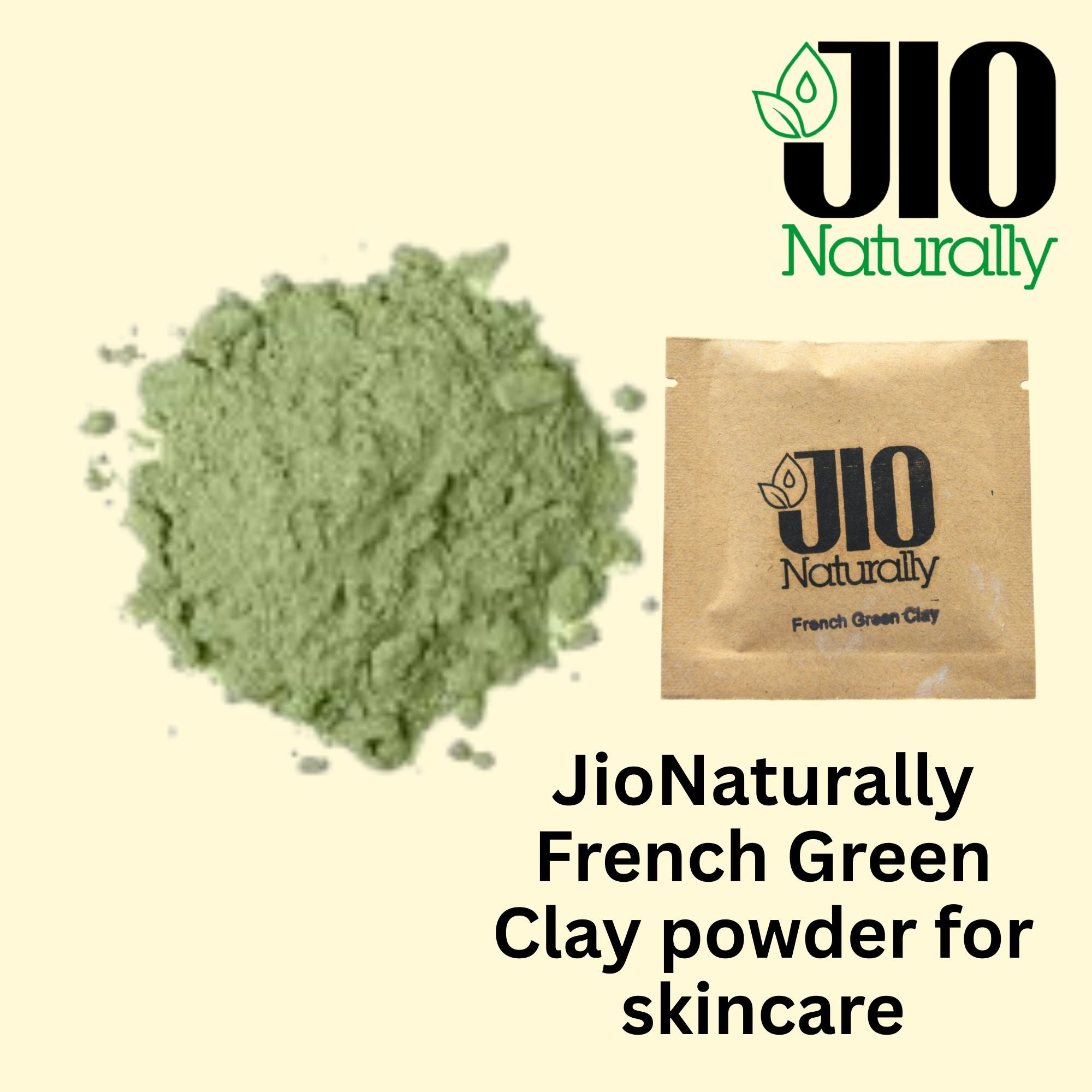 JioNaturally French Green Clay for Deep Cleansing & Oil Control | 100% Natural Sachet Pack (13 Sachets x 8g) | Detoxifying, Pore Tightening & Acne Care Face Pack