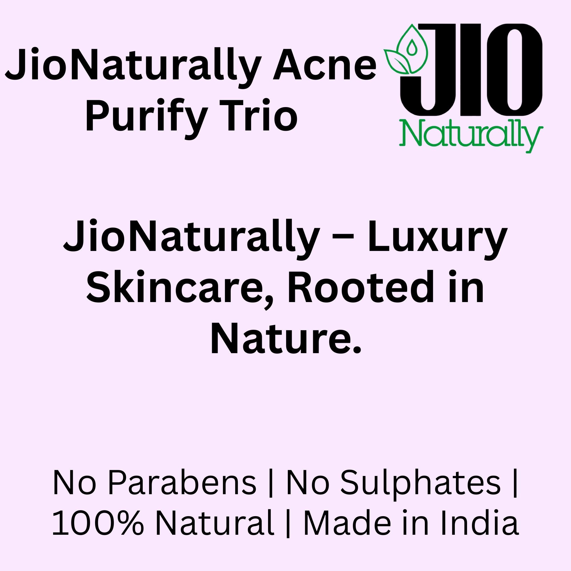 JioNaturally Acne Purify Trio – Multani Mitti, Neem Leaf & Bentonite Clay | 100% Natural Anti-Acne Face Pack Combo | Detox, Oil Control & Clear Skin