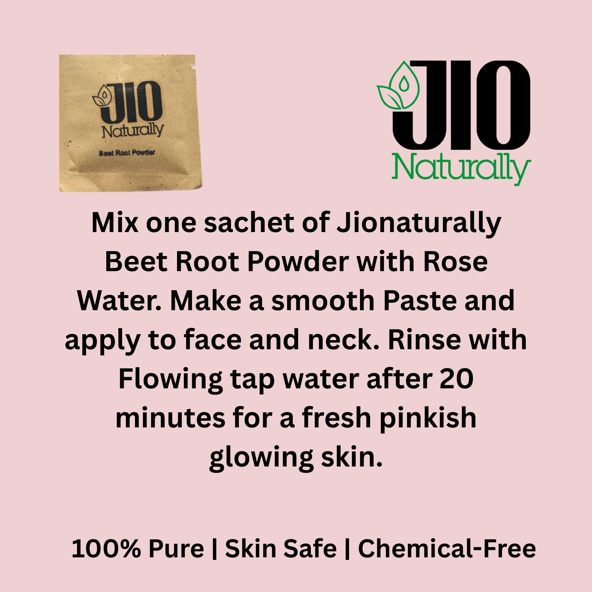 JioNaturally Beet Root Powder for Glowing Skin | 100% Natural Sachet Pack (13 Sachets x 8g) | Brightening & Anti-Aging Face Mask Powder