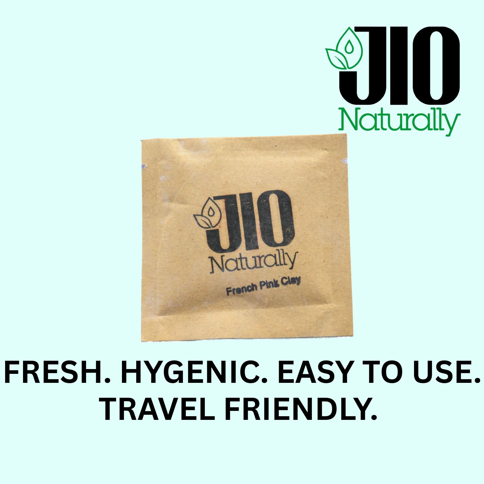 JioNaturally French Pink Clay for Radiant & Youthful Skin | 100% Natural Sachet Pack (13 Sachets x 8g) | Brightening, Soothing & Anti-Aging Face Pack