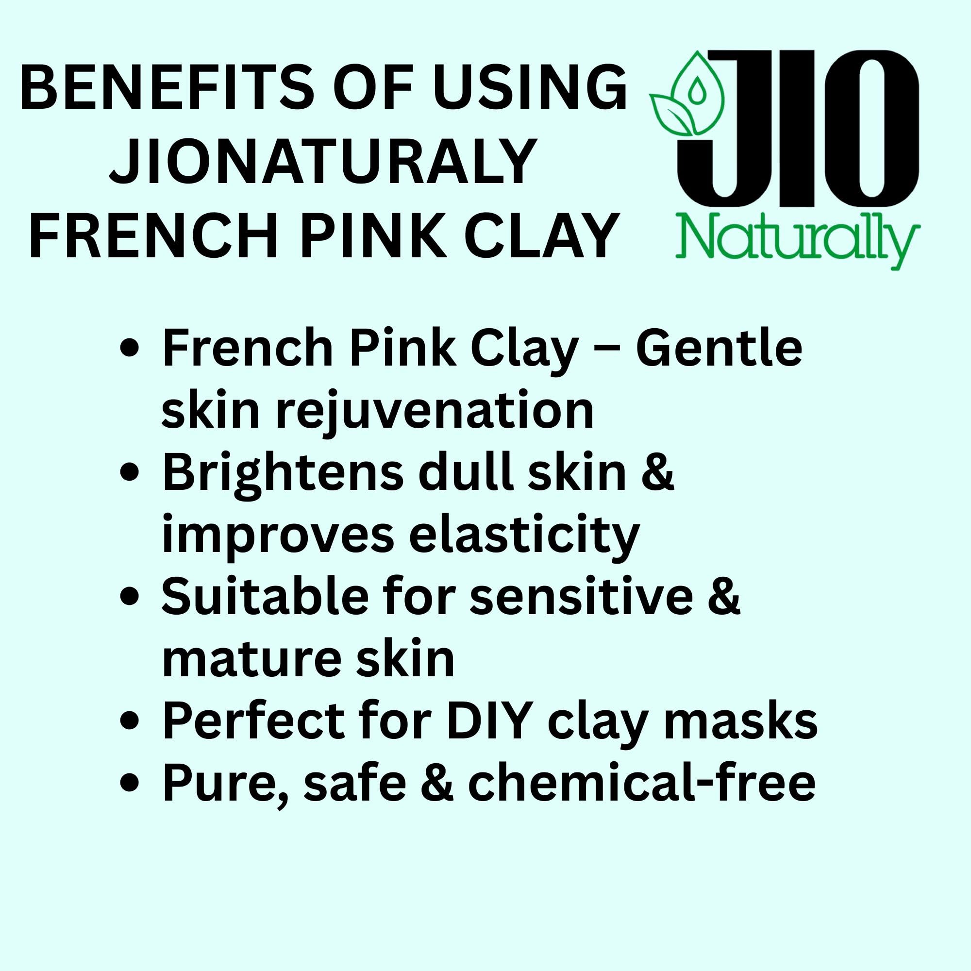 JioNaturally French Pink Clay for Radiant & Youthful Skin | 100% Natural Sachet Pack (13 Sachets x 8g) | Brightening, Soothing & Anti-Aging Face Pack