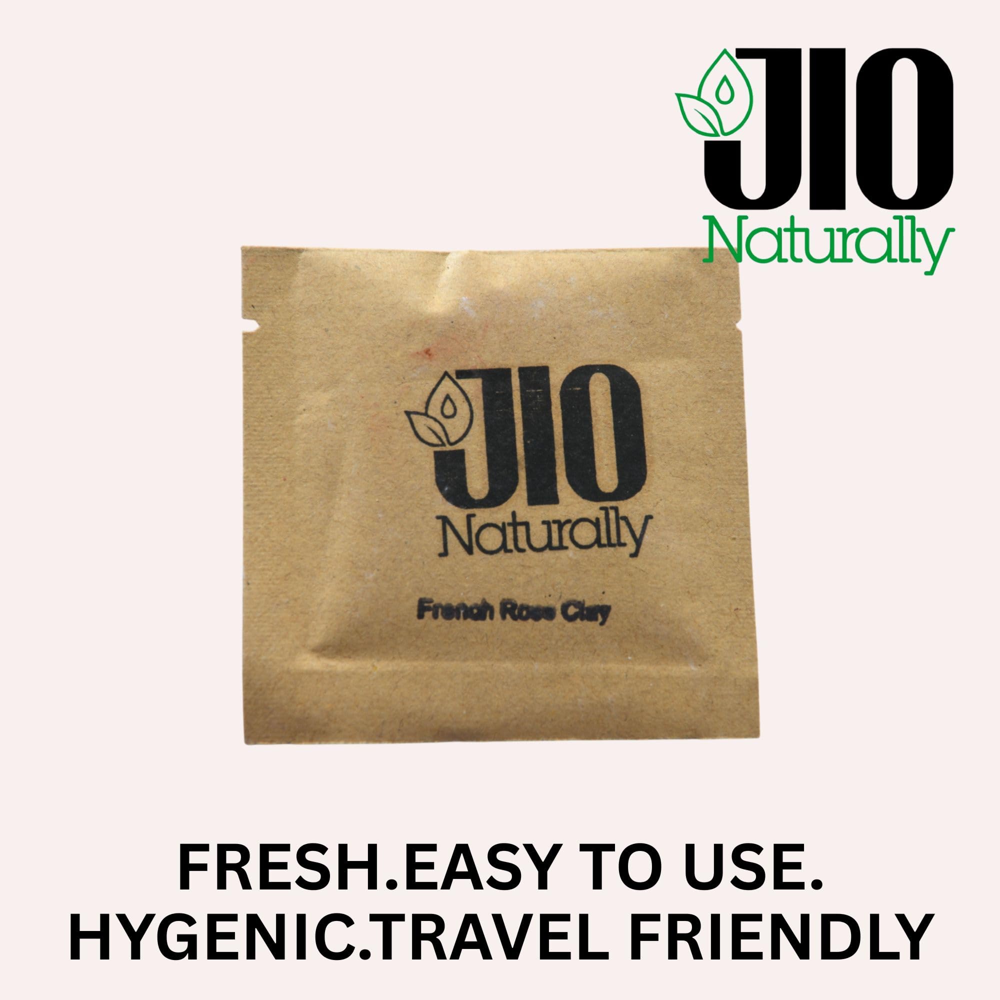 JioNaturally French Rose Clay for Glowing & Youthful Skin | 100% Natural Sachet Pack (13 Sachets x 8g) | Soothing, Brightening & Rejuvenating Face Mask