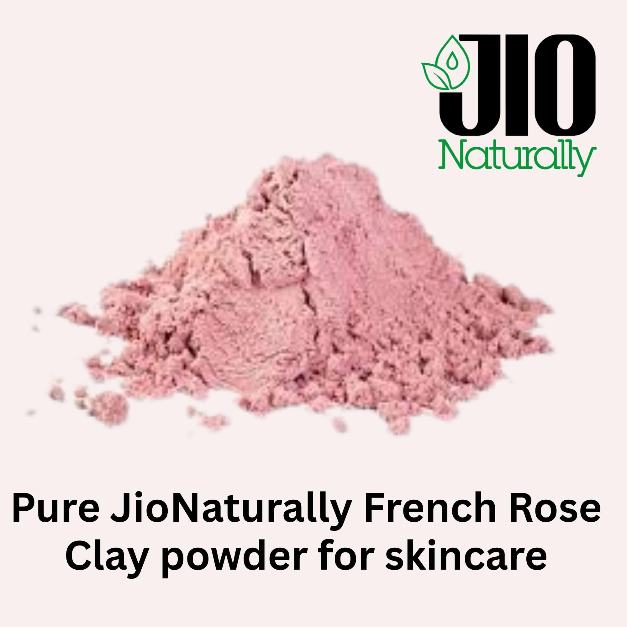 JioNaturally French Rose Clay for Glowing & Youthful Skin | 100% Natural Sachet Pack (13 Sachets x 8g) | Soothing, Brightening & Rejuvenating Face Mask