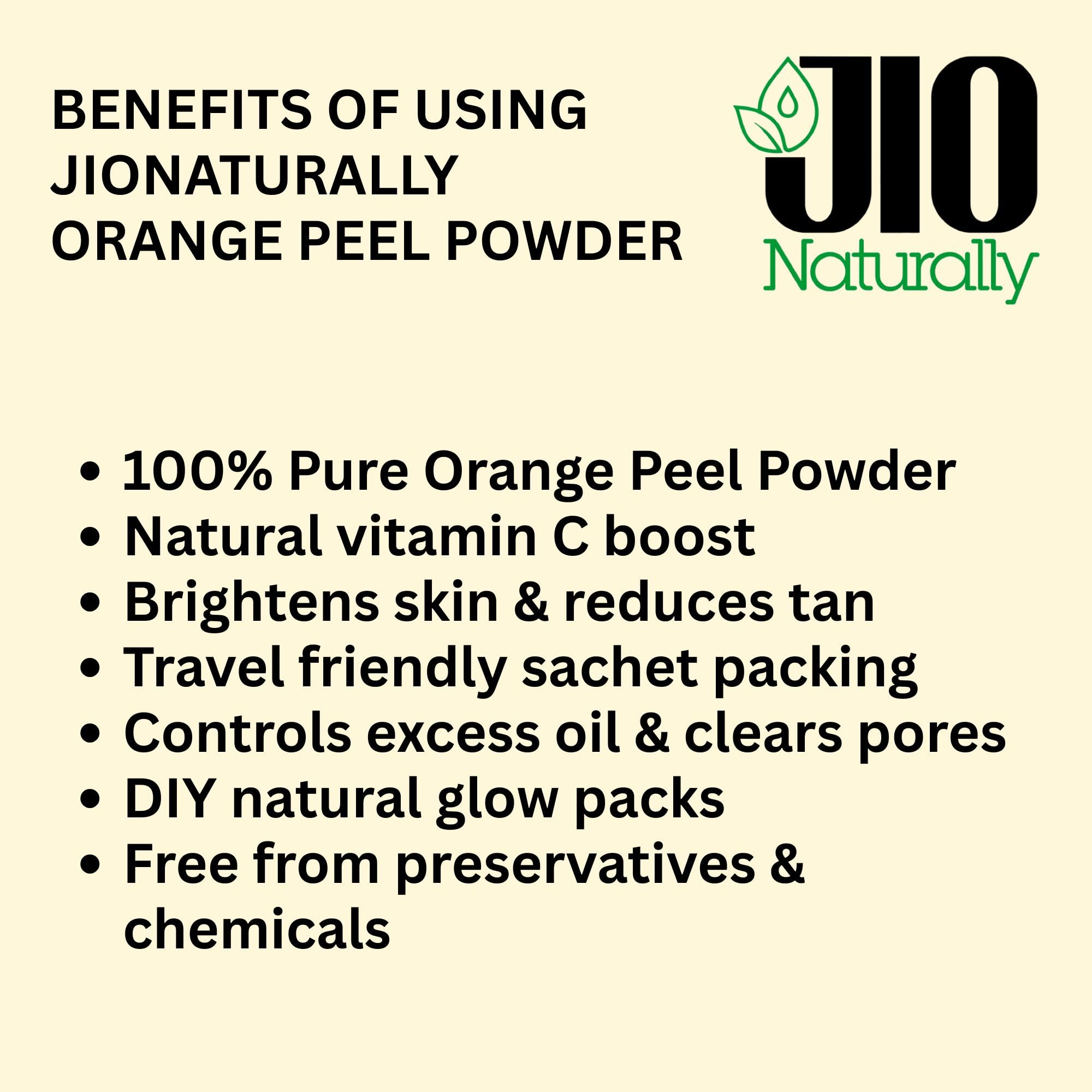 JioNaturally Orange Peel Powder for Clear & Glowing Skin | 100% Natural Sachet Pack (13 Sachets x 8g) | Brightening, Tan Removal & Anti-Acne Face Pack