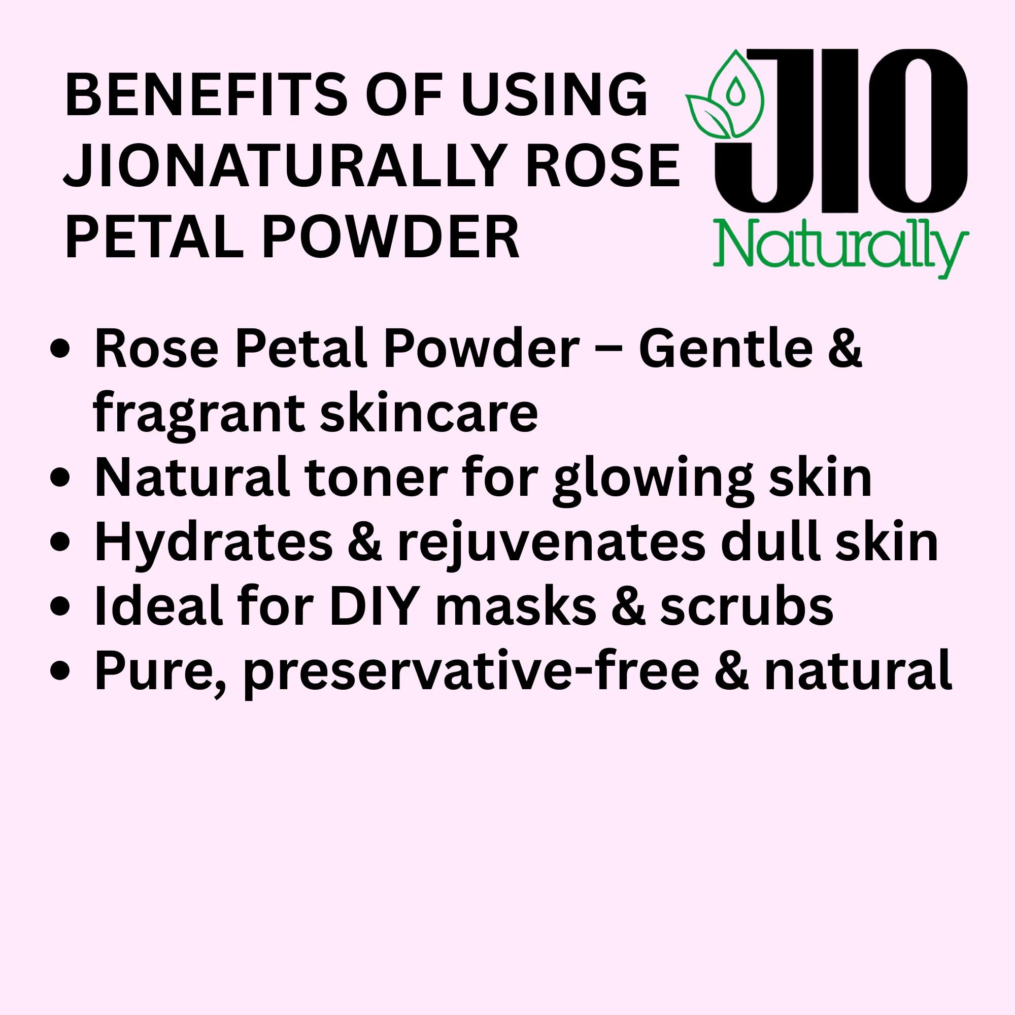 JioNaturally Rose Petal Powder for Glowing & Soft Skin | 100% Natural Sachet Pack (21 Sachets x 5g) | Brightening, Hydrating & Anti-Aging Face Pack