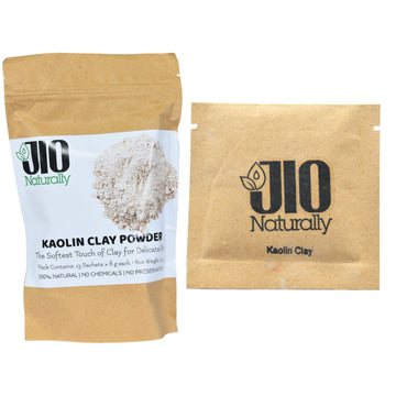 JioNaturally Kaolin Clay for Gentle Skin Detox & Radiance | 100% Natural Sachet Pack (13 Sachets x 8g) | Soothing, Brightening & Oil Balancing Face Pack